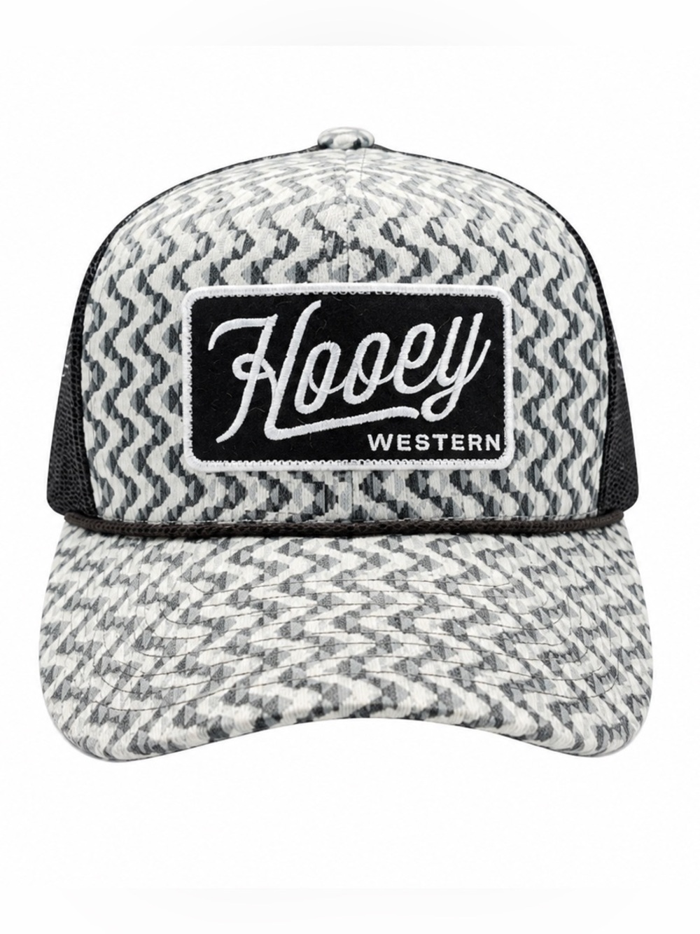 Hooey Western Black & White Woven Pattern Trucker Hat